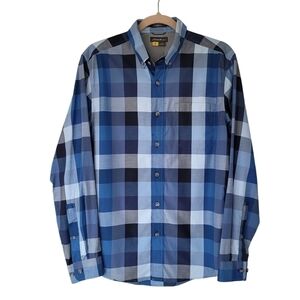 Eddie Bauer Blue Large Plaid Shirt Cotton Blend Long Sleeve